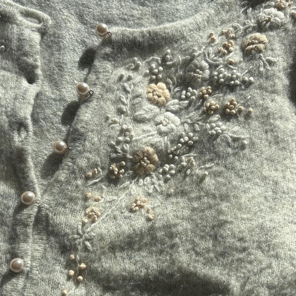 Caslon Gray Floral Embroidered Cardigan - Picture 2 of 11